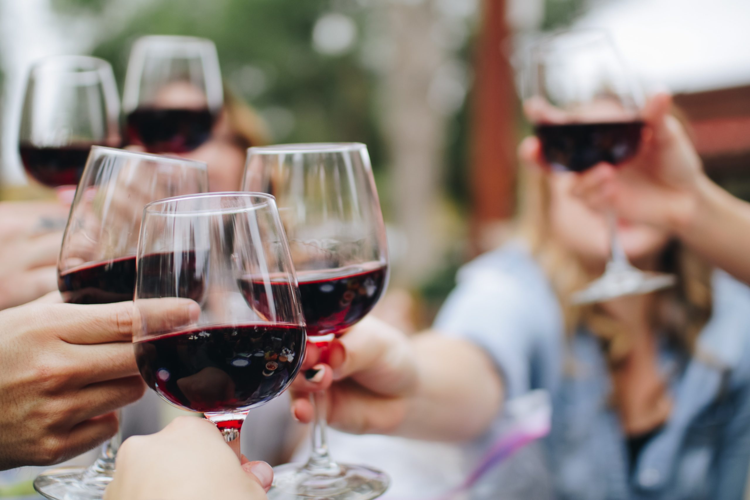 vancouver washington wineries portable restroom rental people toasting with glasses of red wine | portable restrooms vancouver