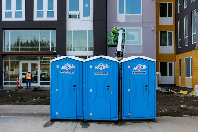 American Sanican Portapotties at a Construction Site