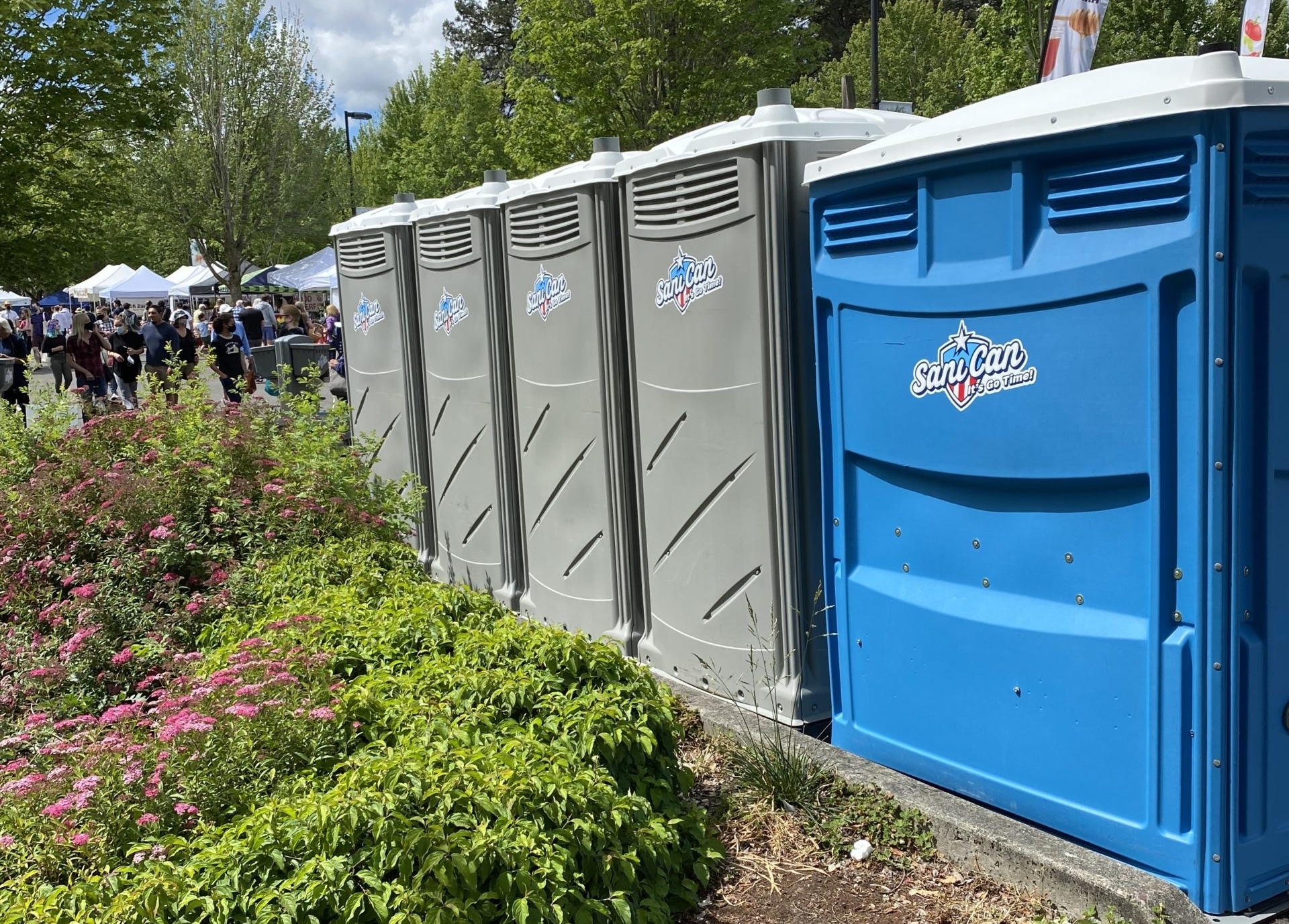 ADA compliant porta-potty at a festival